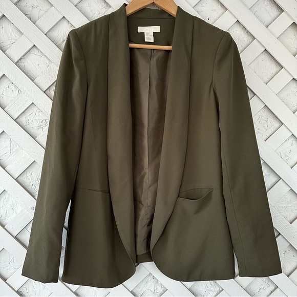 H&M open front blazer Olive Green w/pockets - Picture 1 of 6